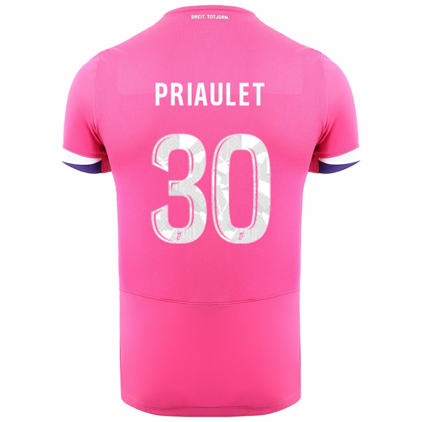 ילדים Anaïs Priaulet #30 ורוד לבן הרחק ג'רזי 2025/26 חולצה קצרה