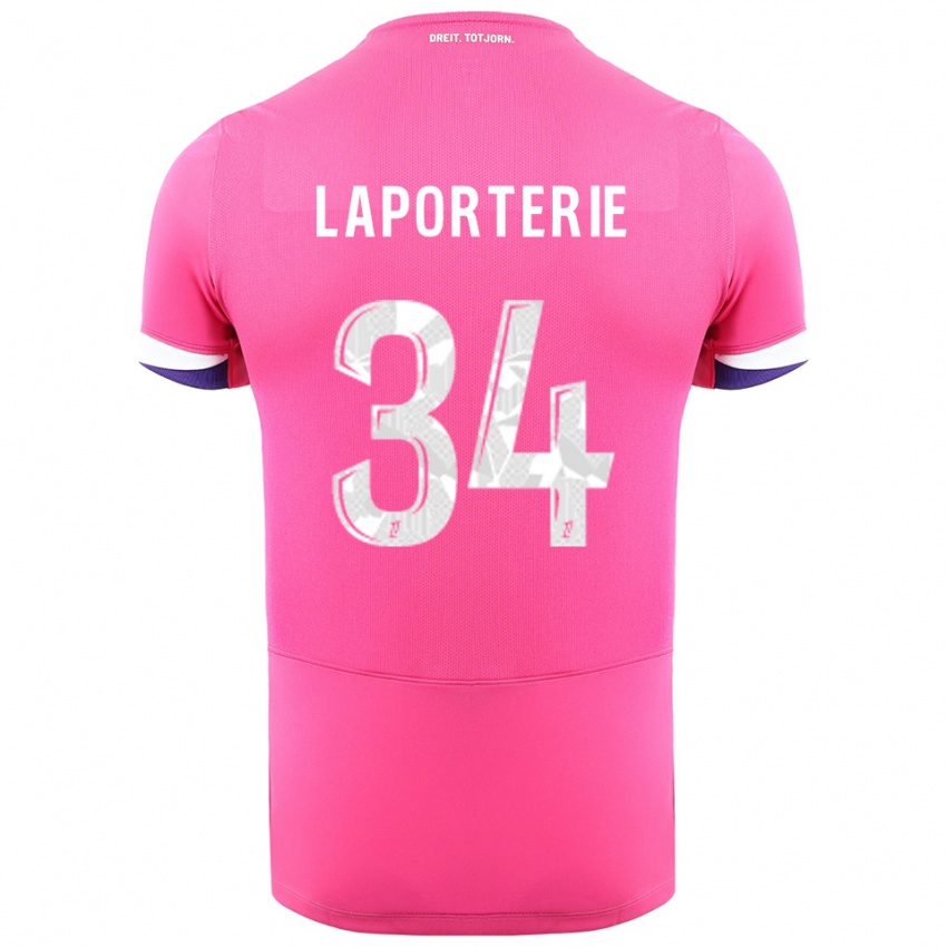 ילדים Ambre Laporterie #34 ורוד לבן הרחק ג'רזי 2025/26 חולצה קצרה