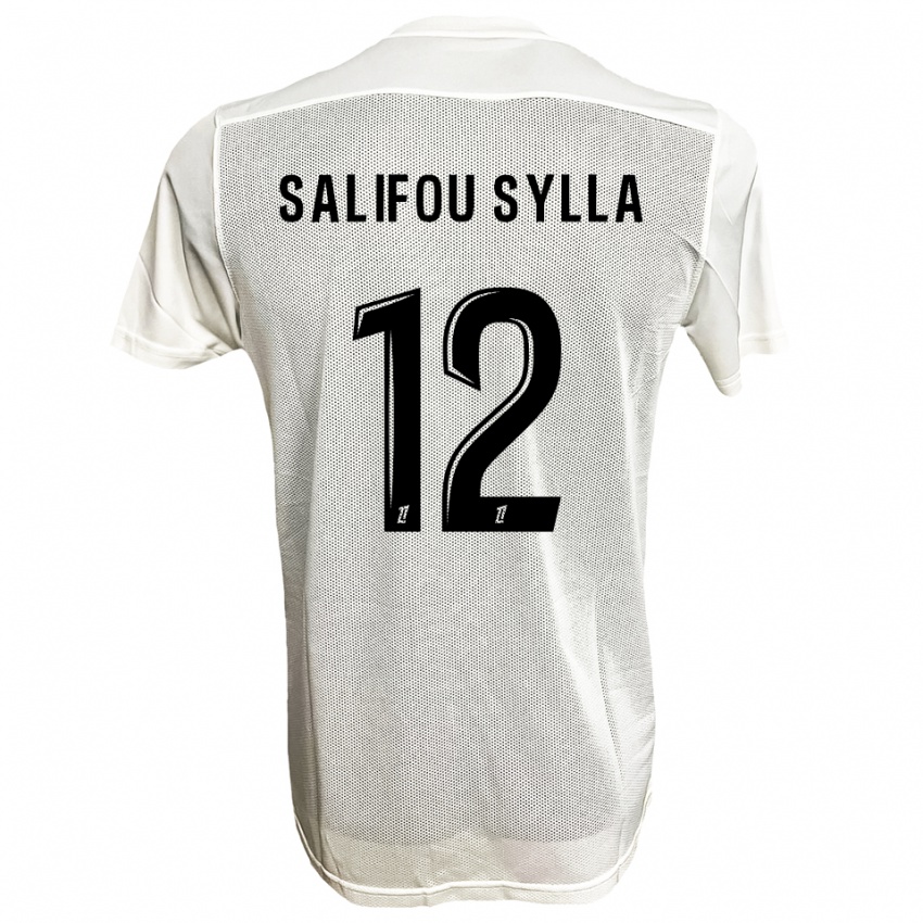 ילדים Salifou Sylla #12 שחור לבן הרחק ג'רזי 2025/26 חולצה קצרה