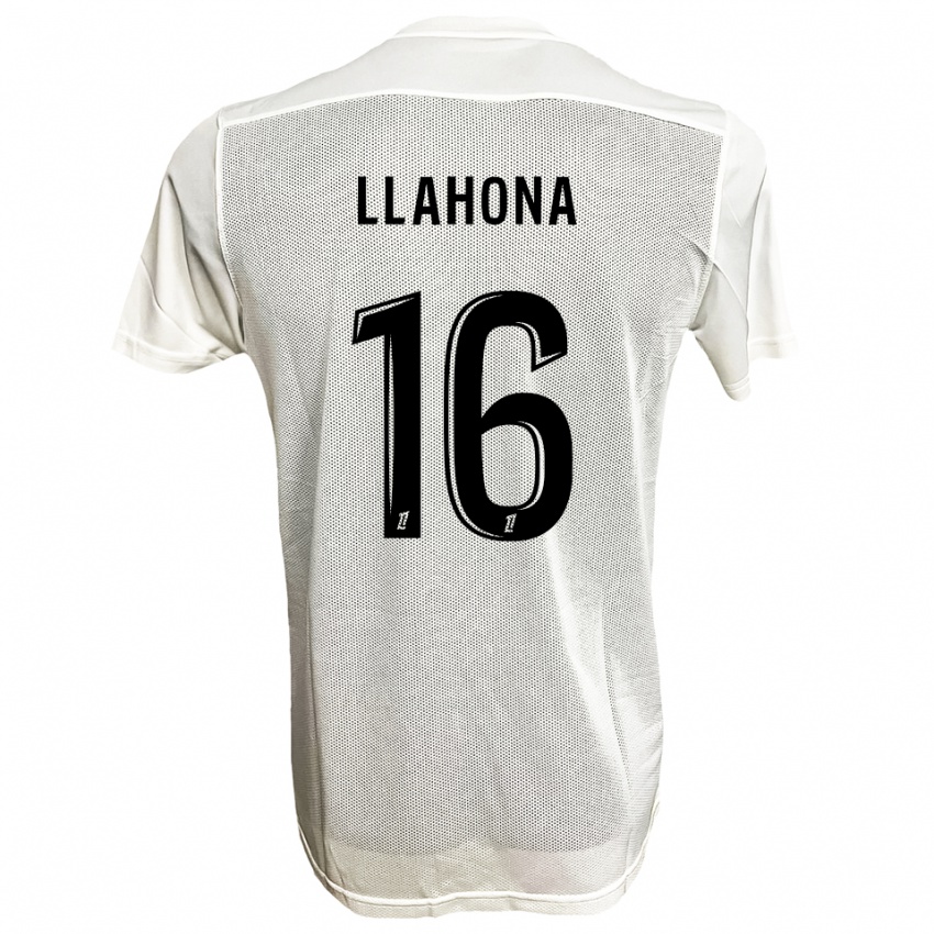 ילדים Yann Llahona #16 שחור לבן הרחק ג'רזי 2025/26 חולצה קצרה