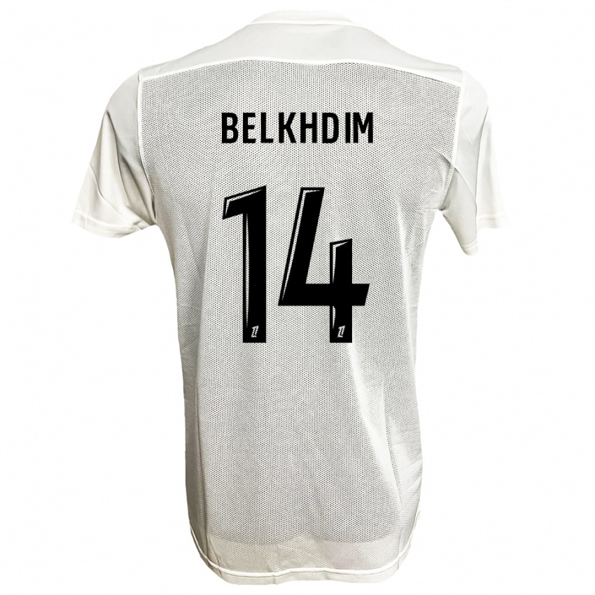 ילדים Yassin Belkhdim #14 שחור לבן הרחק ג'רזי 2025/26 חולצה קצרה