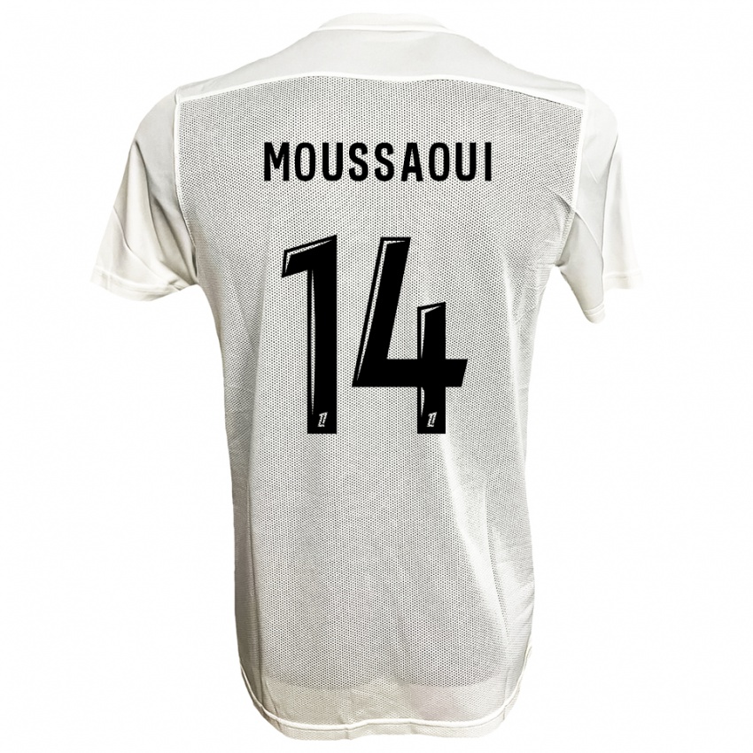 ילדים Amine Moussaoui #14 שחור לבן הרחק ג'רזי 2025/26 חולצה קצרה