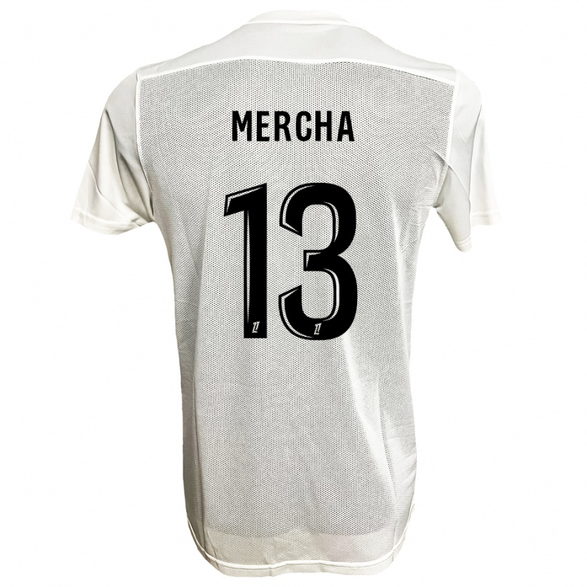 ילדים Yanis Mercha #13 שחור לבן הרחק ג'רזי 2025/26 חולצה קצרה