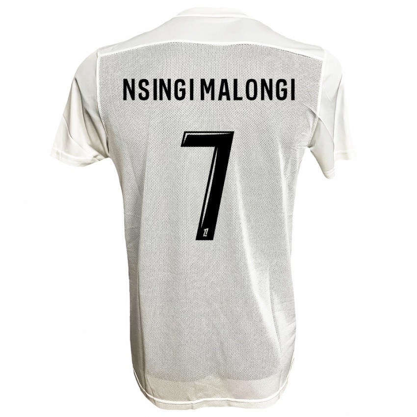 ילדים Rodrigue Nsingi Malongi #7 שחור לבן הרחק ג'רזי 2025/26 חולצה קצרה