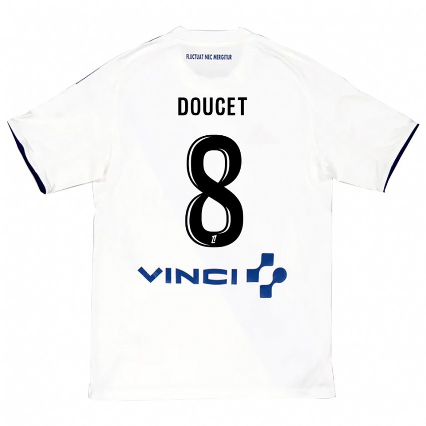 ילדים Lohann Doucet #8 לבן כחול הרחק ג'רזי 2025/26 חולצה קצרה