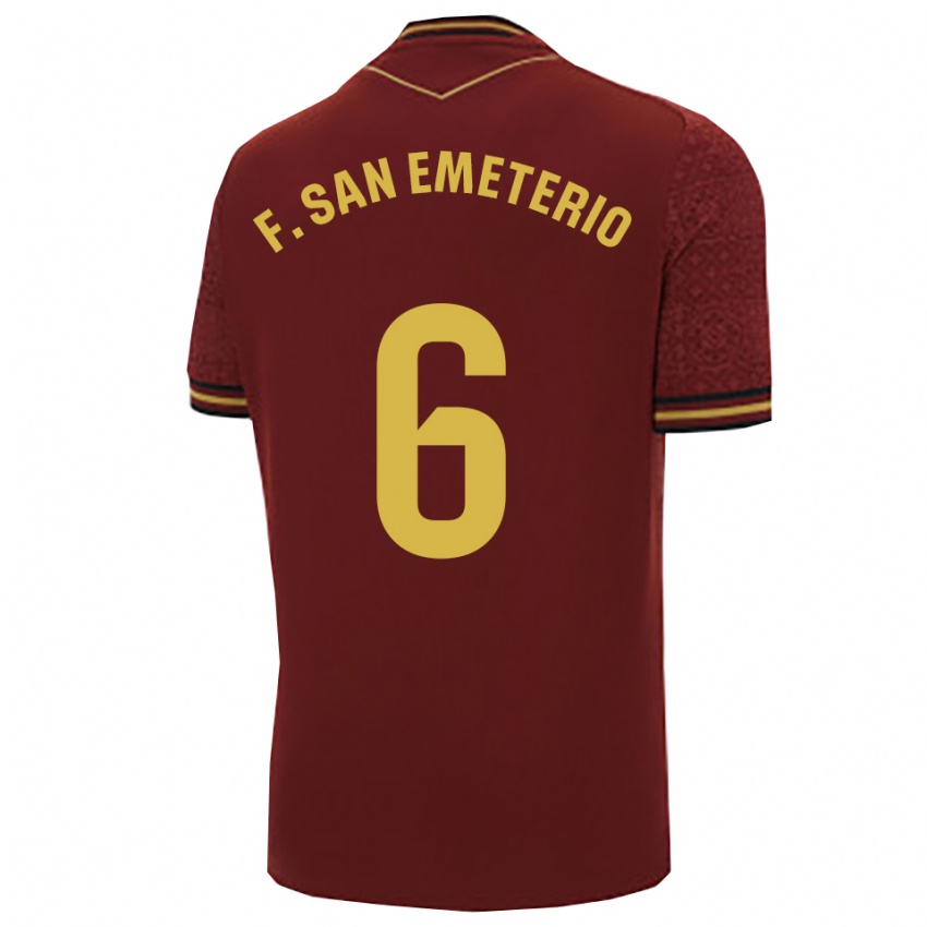 ילדים פדריקו סן אמטריו #6 בורדו זהב הרחק ג'רזי 2025/26 חולצה קצרה