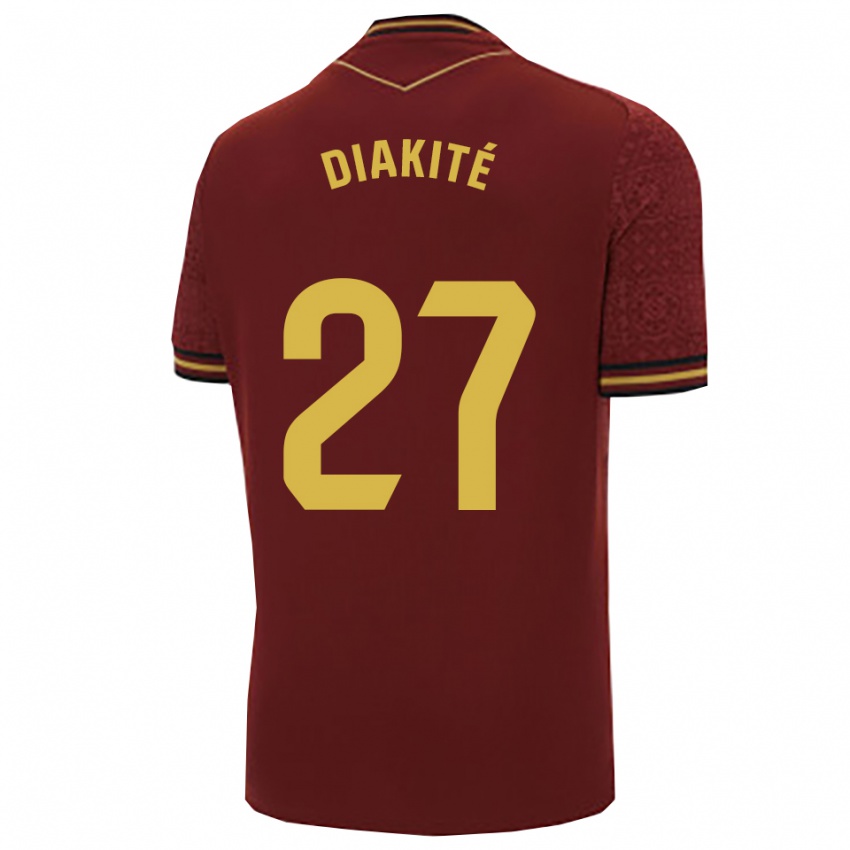 ילדים Moussa Diakité #27 בורדו זהב הרחק ג'רזי 2025/26 חולצה קצרה