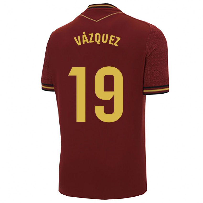 ילדים Borja Vázquez #19 בורדו זהב הרחק ג'רזי 2025/26 חולצה קצרה