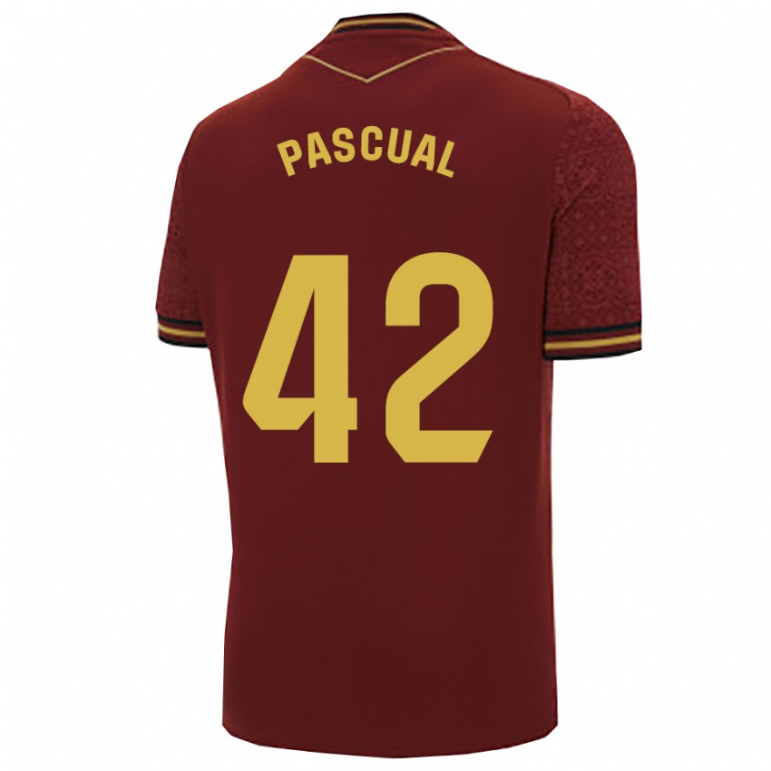 ילדים Álvaro Pascual #42 בורדו זהב הרחק ג'רזי 2025/26 חולצה קצרה