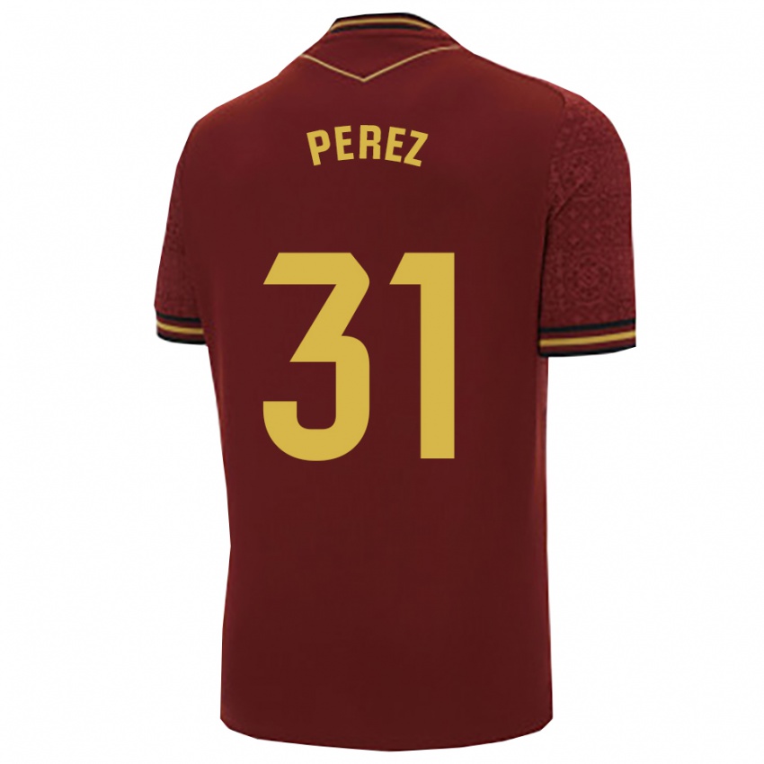 ילדים אנחל פרז #31 בורדו זהב הרחק ג'רזי 2025/26 חולצה קצרה