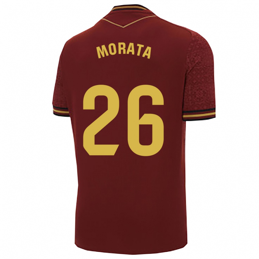 ילדים Álex Morata #26 בורדו זהב הרחק ג'רזי 2025/26 חולצה קצרה