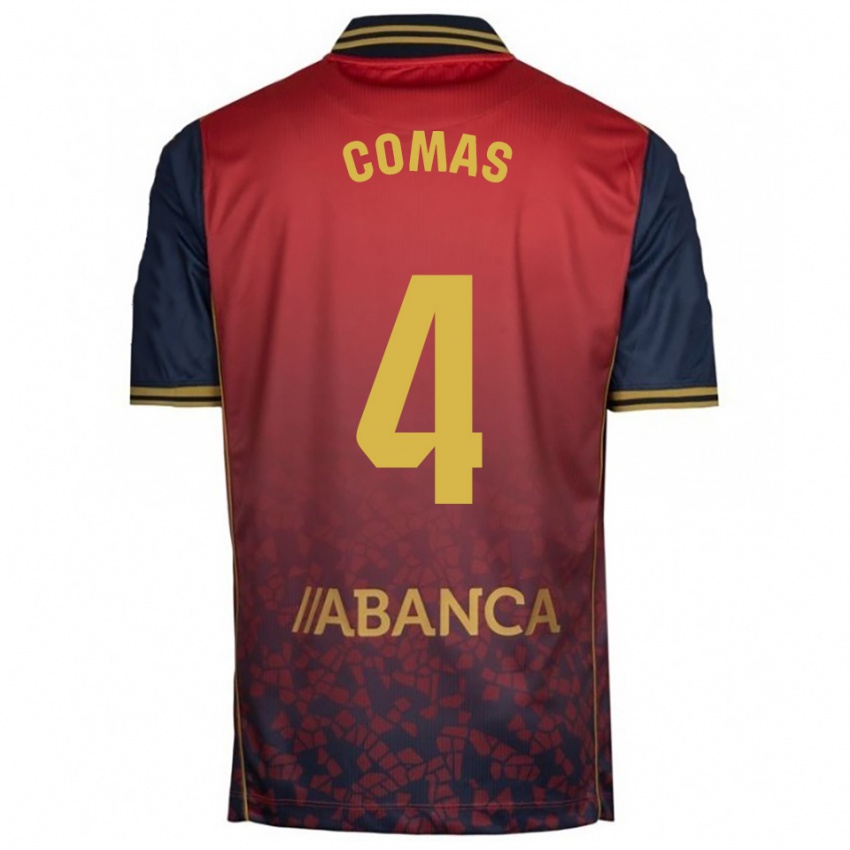 ילדים Arnau Comas Freixas #4 אדום נייבי הרחק ג'רזי 2025/26 חולצה קצרה