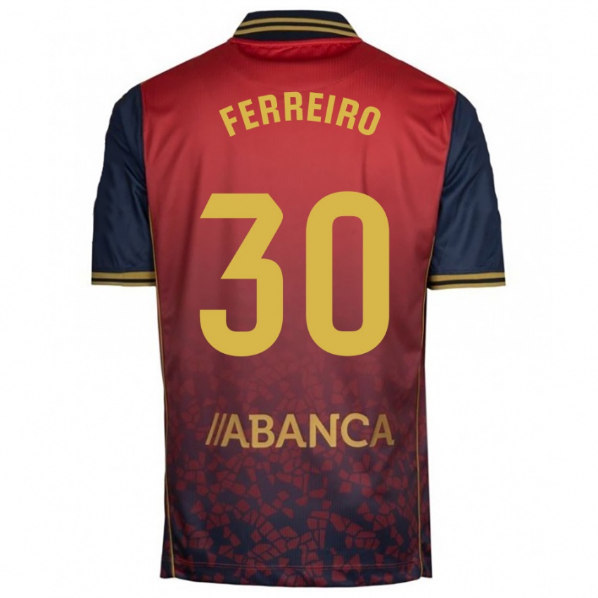 ילדים Manu Ferreiro #30 אדום נייבי הרחק ג'רזי 2025/26 חולצה קצרה