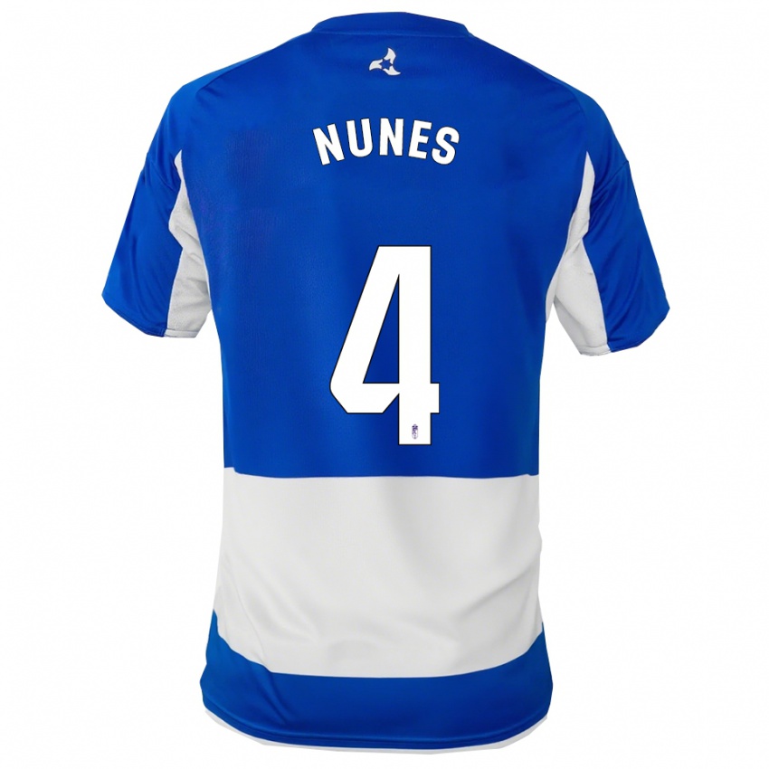 ילדים David Nunes #4 כחול לבן הרחק ג'רזי 2025/26 חולצה קצרה