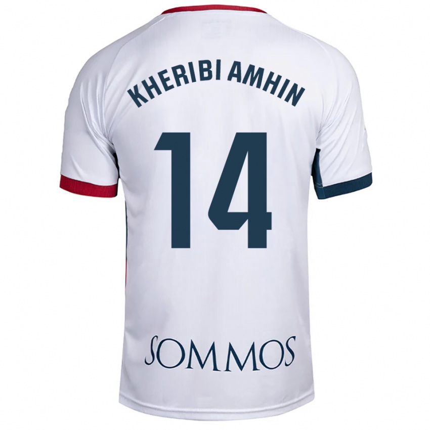 ילדים Nabil Kheribi Amhin #14 לבן אדום הרחק ג'רזי 2025/26 חולצה קצרה