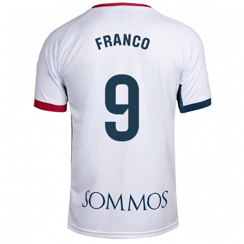 ילדים סנטי פרנקו #9 לבן אדום הרחק ג'רזי 2025/26 חולצה קצרה