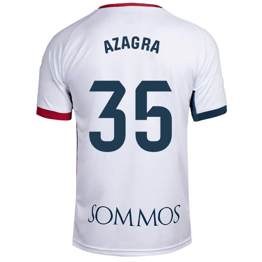 ילדים Nico Azagra #35 לבן אדום הרחק ג'רזי 2025/26 חולצה קצרה