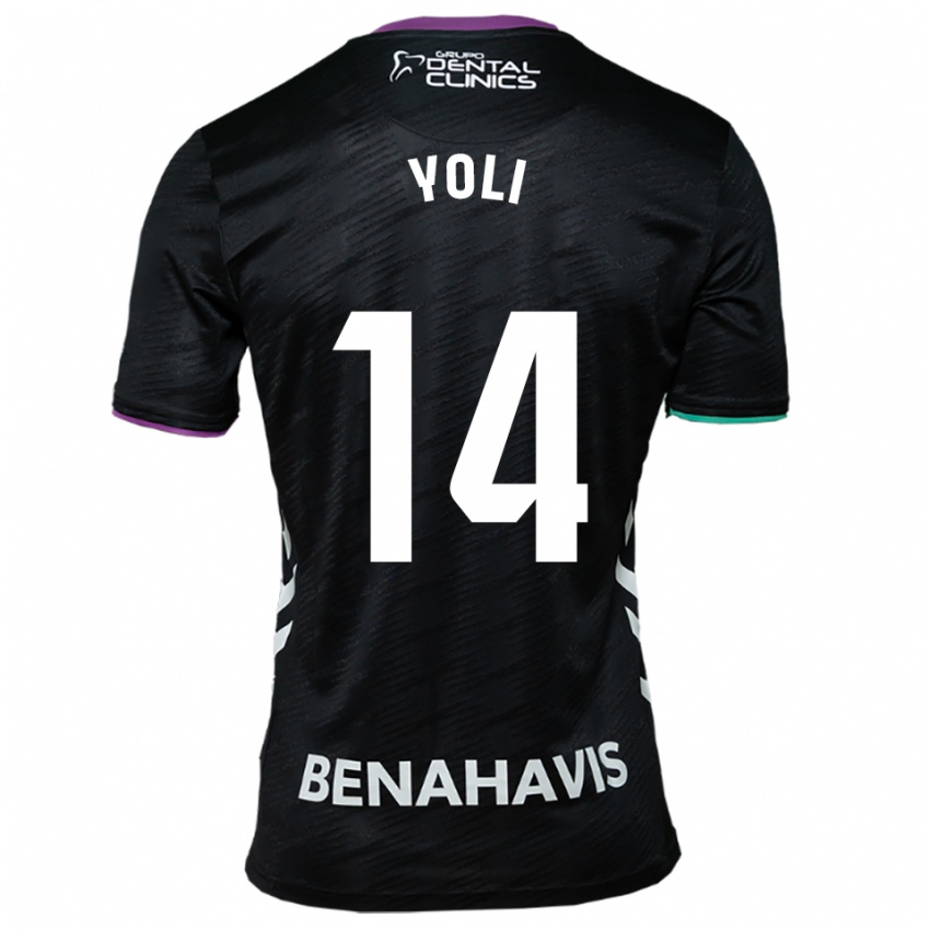 ילדים Yolanda Peche Jaaskelainen #14 שחור סגול ירוק הרחק ג'רזי 2025/26 חולצה קצרה