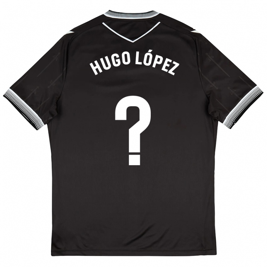 ילדים Hugo López #0 שחור לבן הרחק ג'רזי 2025/26 חולצה קצרה