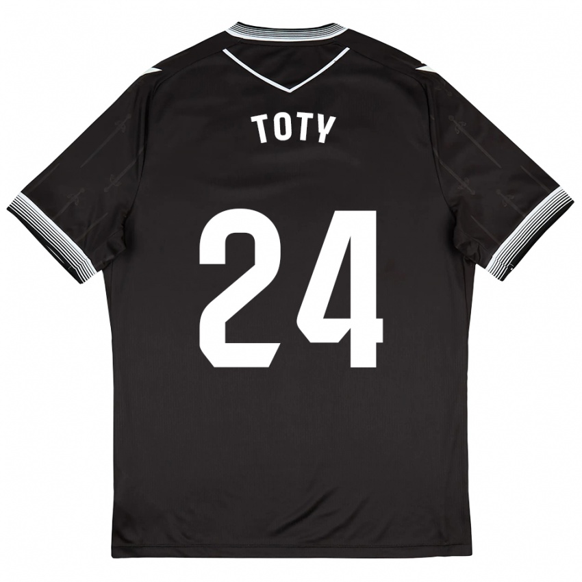 ילדים Lasme Toty #24 שחור לבן הרחק ג'רזי 2025/26 חולצה קצרה