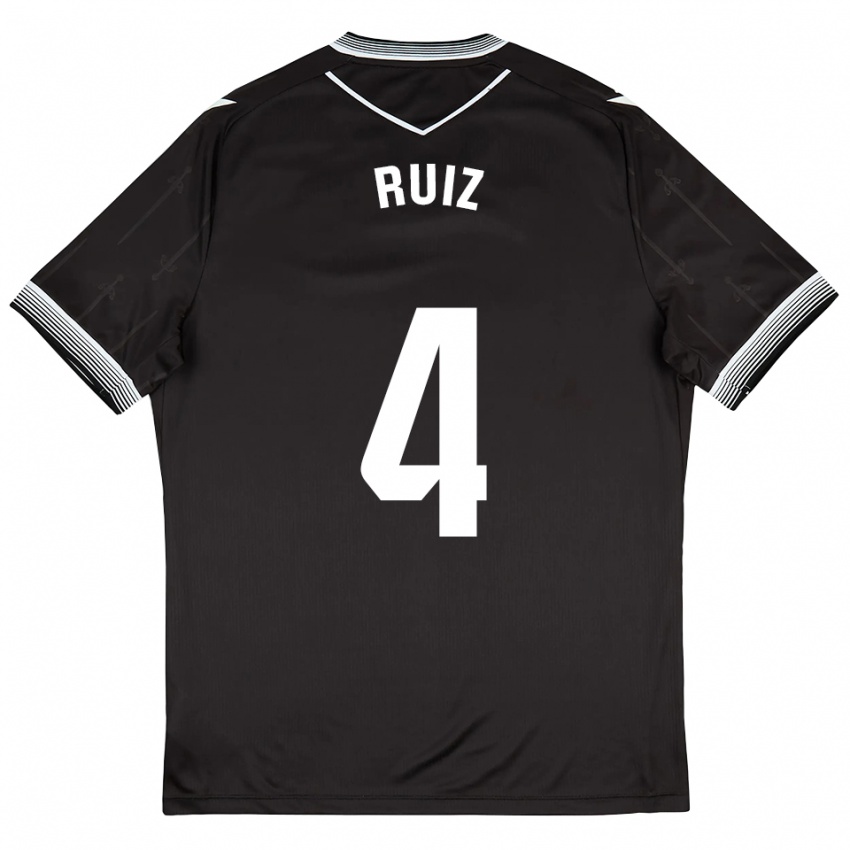 ילדים Dani Ruiz #4 שחור לבן הרחק ג'רזי 2025/26 חולצה קצרה