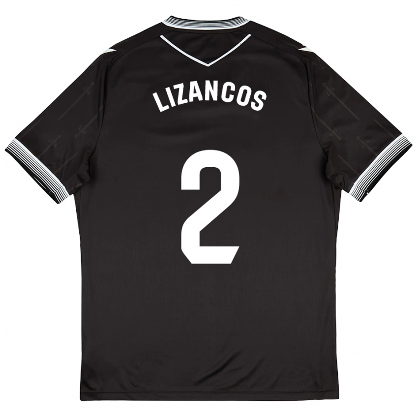 ילדים Álex Lizancos #2 שחור לבן הרחק ג'רזי 2025/26 חולצה קצרה