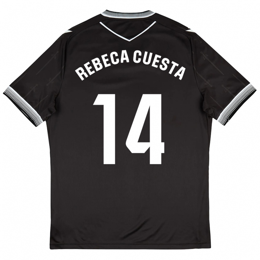 ילדים Rebeca Cuesta #14 שחור לבן הרחק ג'רזי 2025/26 חולצה קצרה