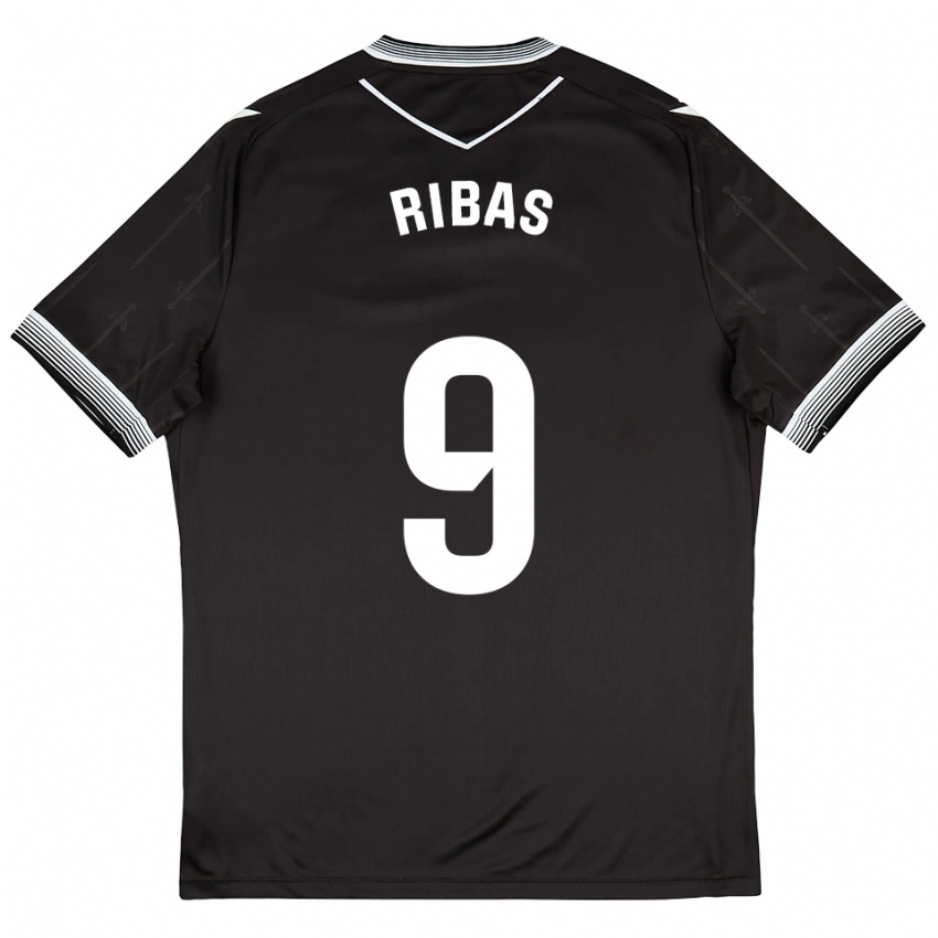 ילדים איריאן ריבאס קרסקו #9 שחור לבן הרחק ג'רזי 2025/26 חולצה קצרה