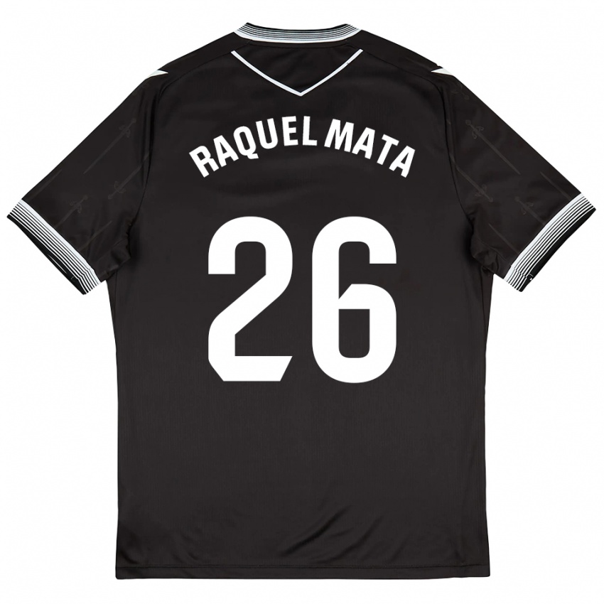 ילדים Raquel Mata #26 שחור לבן הרחק ג'רזי 2025/26 חולצה קצרה