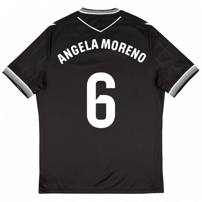 ילדים Angela Moreno #6 שחור לבן הרחק ג'רזי 2025/26 חולצה קצרה