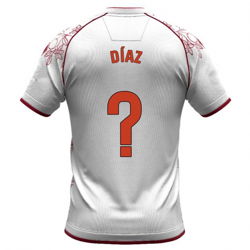 ילדים Josep Díaz #0 לבן בורדו הרחק ג'רזי 2025/26 חולצה קצרה