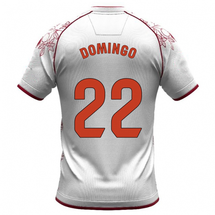 ילדים Jorge Domingo #22 לבן בורדו הרחק ג'רזי 2025/26 חולצה קצרה