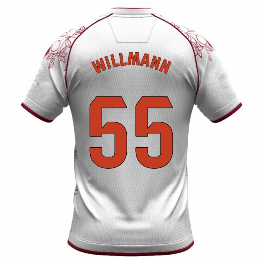 ילדים מיכל וילמן #55 לבן בורדו הרחק ג'רזי 2025/26 חולצה קצרה