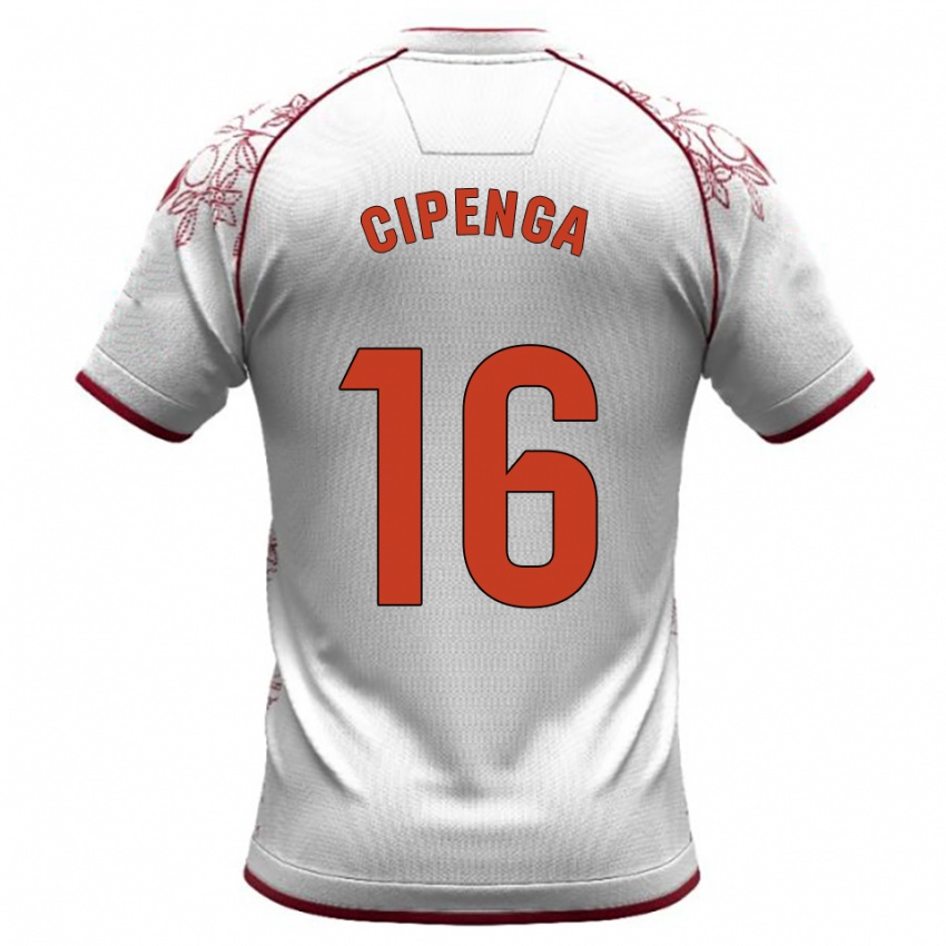 ילדים Brian Cipenga #16 לבן בורדו הרחק ג'רזי 2025/26 חולצה קצרה