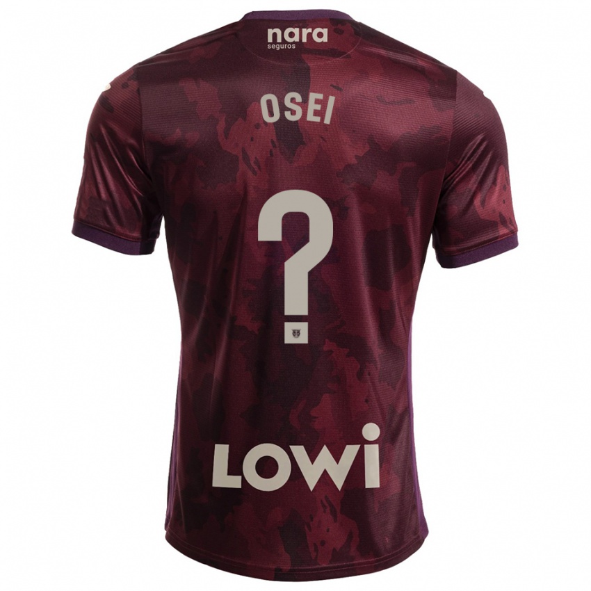 ילדים David Osei #0 בורדו לבן הרחק ג'רזי 2025/26 חולצה קצרה