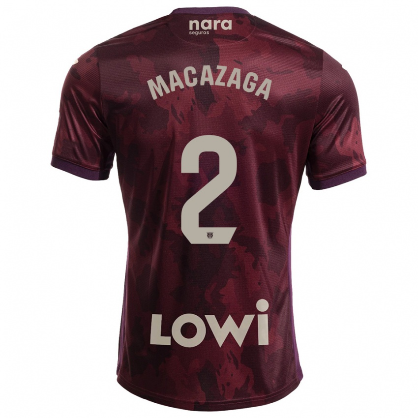 ילדים Lucas Macazaga #2 בורדו לבן הרחק ג'רזי 2025/26 חולצה קצרה