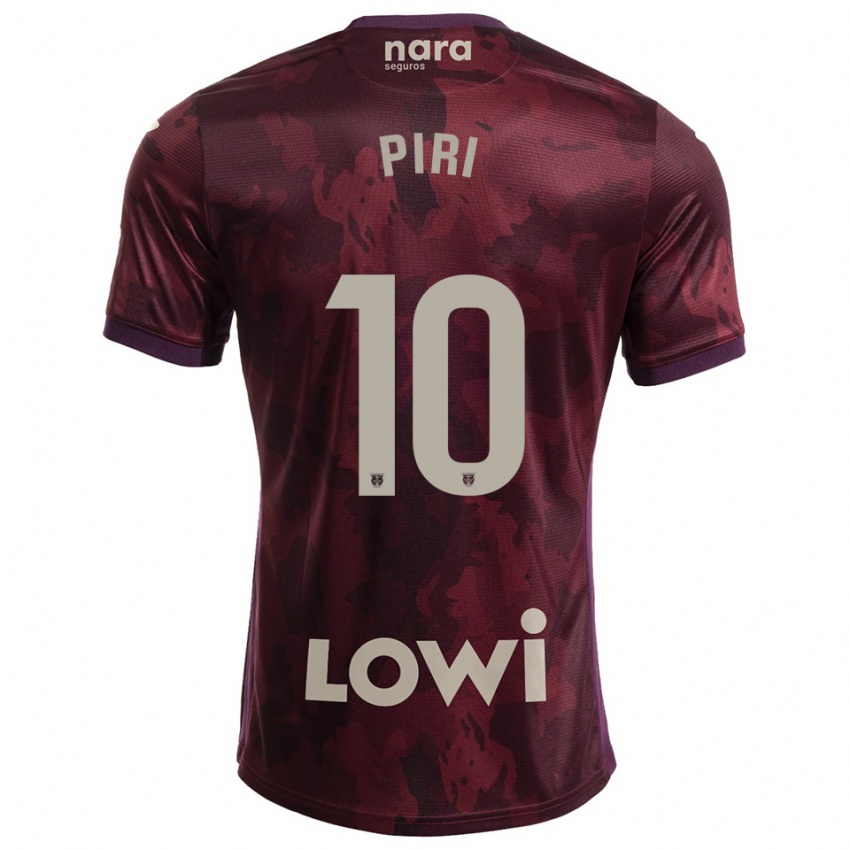 ילדים Piri #10 בורדו לבן הרחק ג'רזי 2025/26 חולצה קצרה