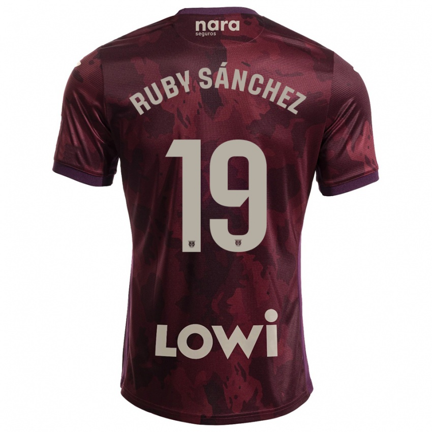 ילדים Ruby Sánchez #19 בורדו לבן הרחק ג'רזי 2025/26 חולצה קצרה
