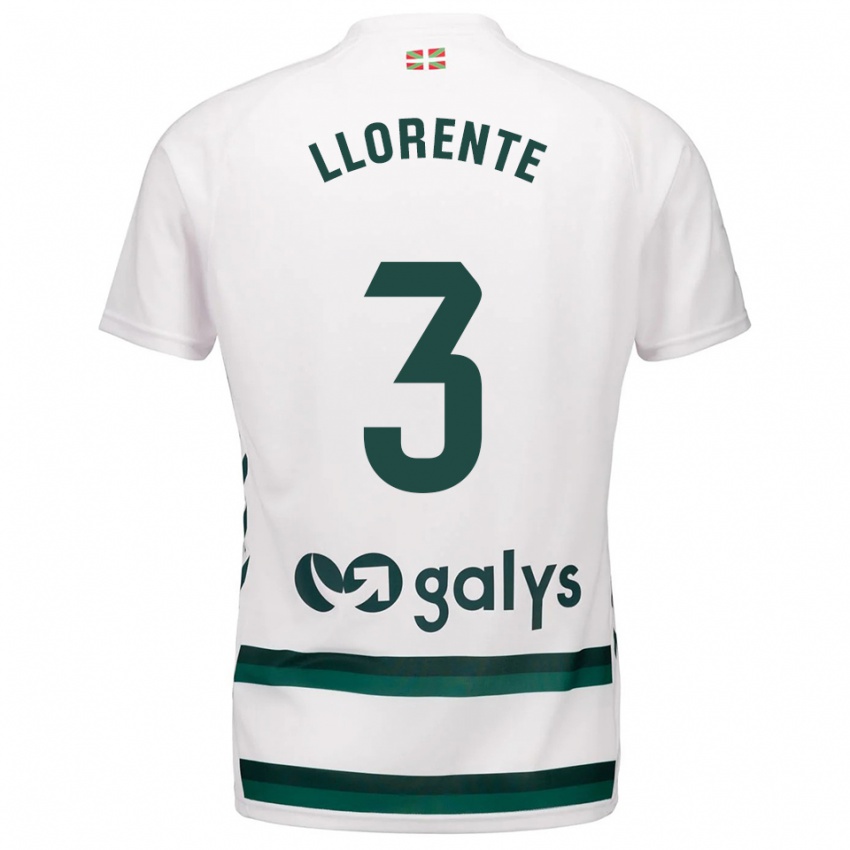 ילדים Oier Llorente #3 לבן ירוק הרחק ג'רזי 2025/26 חולצה קצרה