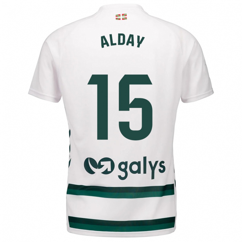 ילדים Iker Alday #15 לבן ירוק הרחק ג'רזי 2025/26 חולצה קצרה