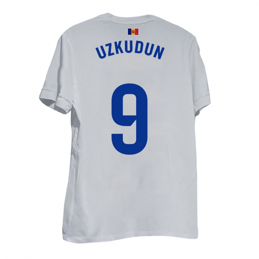 ילדים Aitor Uzkudun #9 לבן צהוב כחול הרחק ג'רזי 2025/26 חולצה קצרה