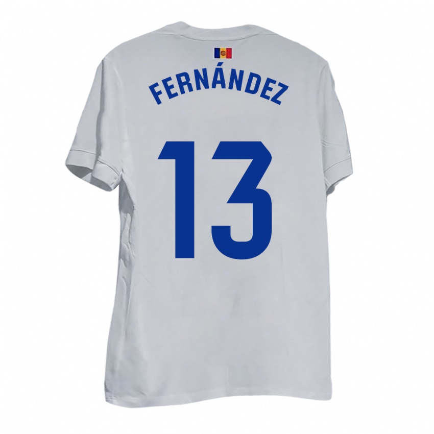 ילדים Ferran Fernández #13 לבן צהוב כחול הרחק ג'רזי 2025/26 חולצה קצרה