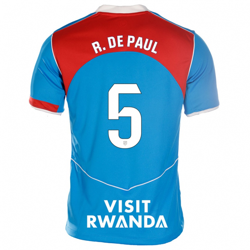 ילדים רודריגו דה פול #5 כחול לבן ג'רזי קיט שלישי 2025/26 חולצה קצרה