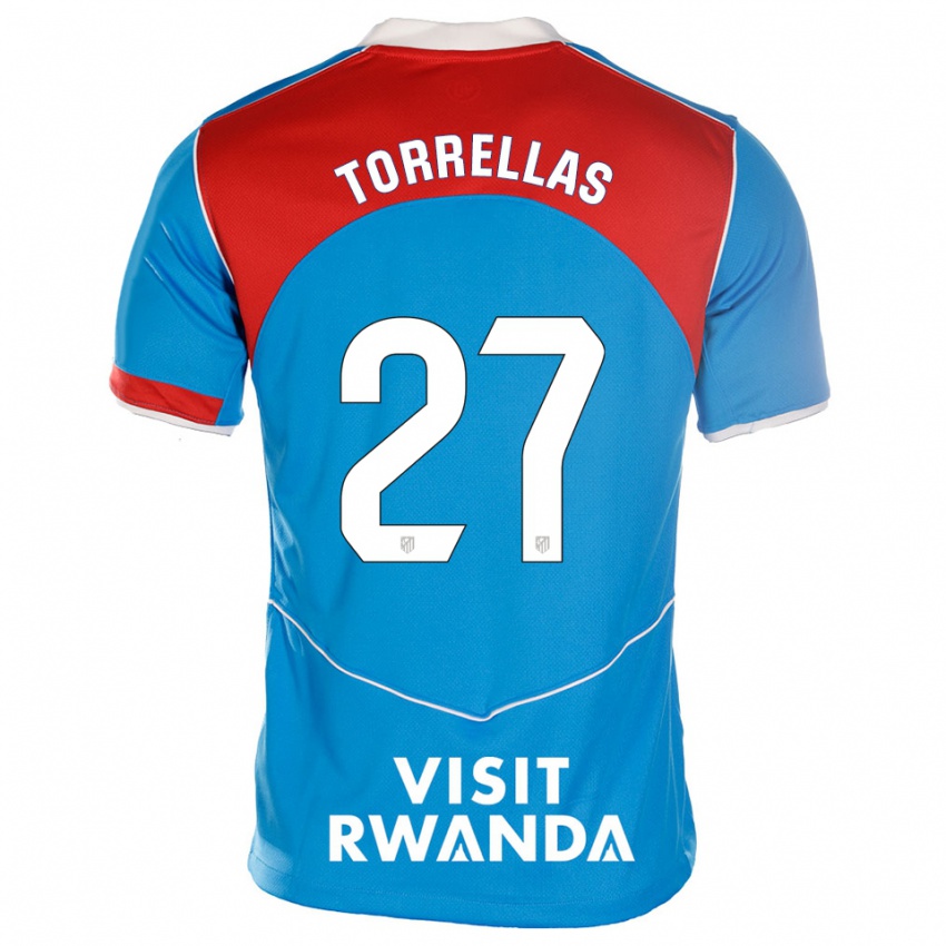 ילדים Óscar Torrellas #27 כחול לבן ג'רזי קיט שלישי 2025/26 חולצה קצרה