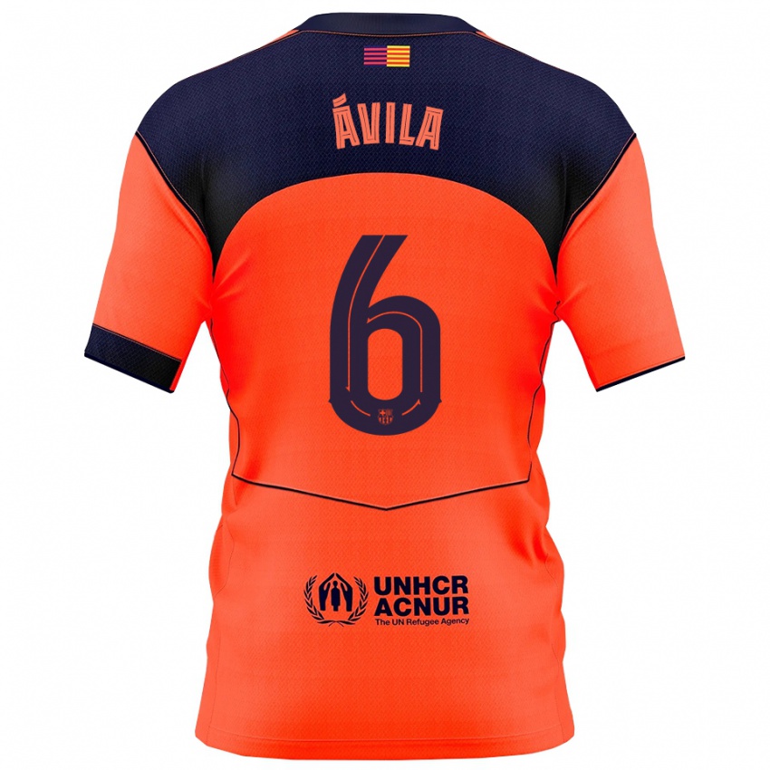 ילדים Dani Ávila #6 כתום נייבי ג'רזי קיט שלישי 2025/26 חולצה קצרה