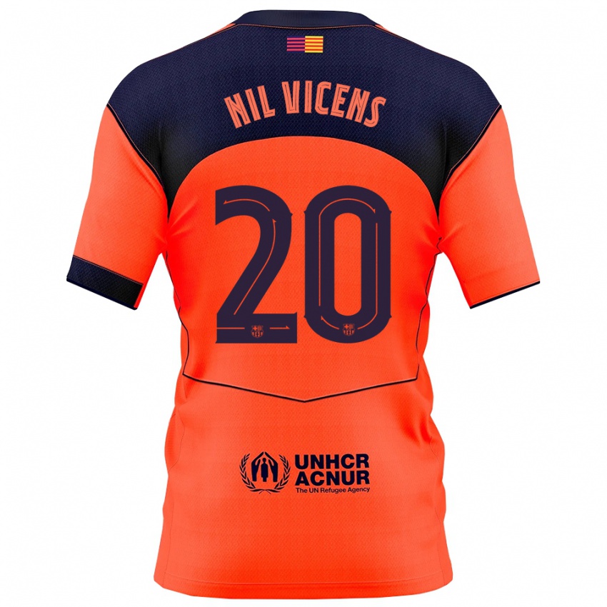 ילדים Nil Vicens #20 כתום נייבי ג'רזי קיט שלישי 2025/26 חולצה קצרה