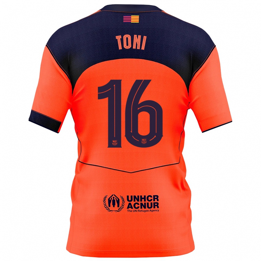 ילדים Toni Fernández #16 כתום נייבי ג'רזי קיט שלישי 2025/26 חולצה קצרה