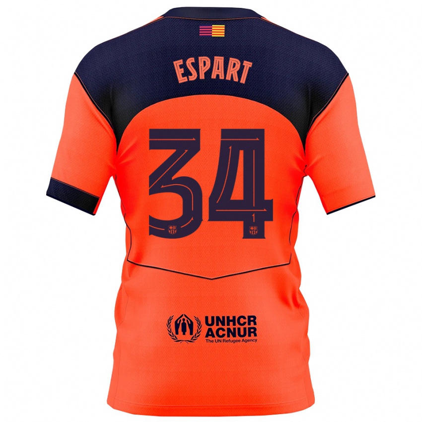 ילדים Xavi Espart #34 כתום נייבי ג'רזי קיט שלישי 2025/26 חולצה קצרה