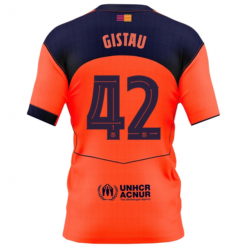 ילדים Òscar Gistau #42 כתום נייבי ג'רזי קיט שלישי 2025/26 חולצה קצרה