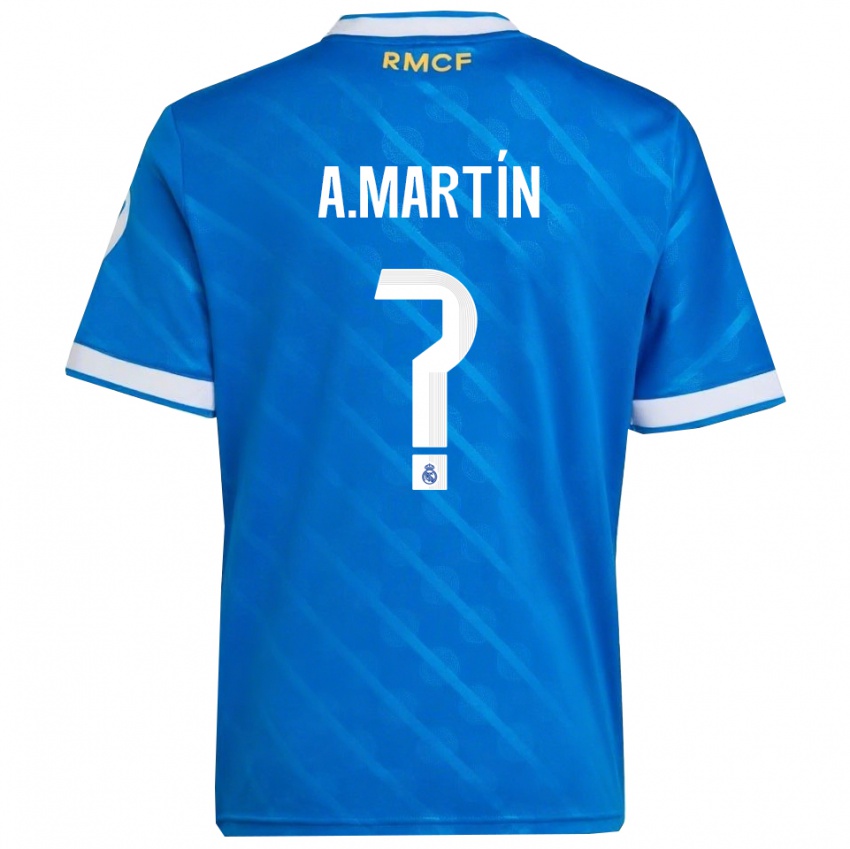 ילדים Álex Martín #0 כחול לבן ג'רזי קיט שלישי 2025/26 חולצה קצרה